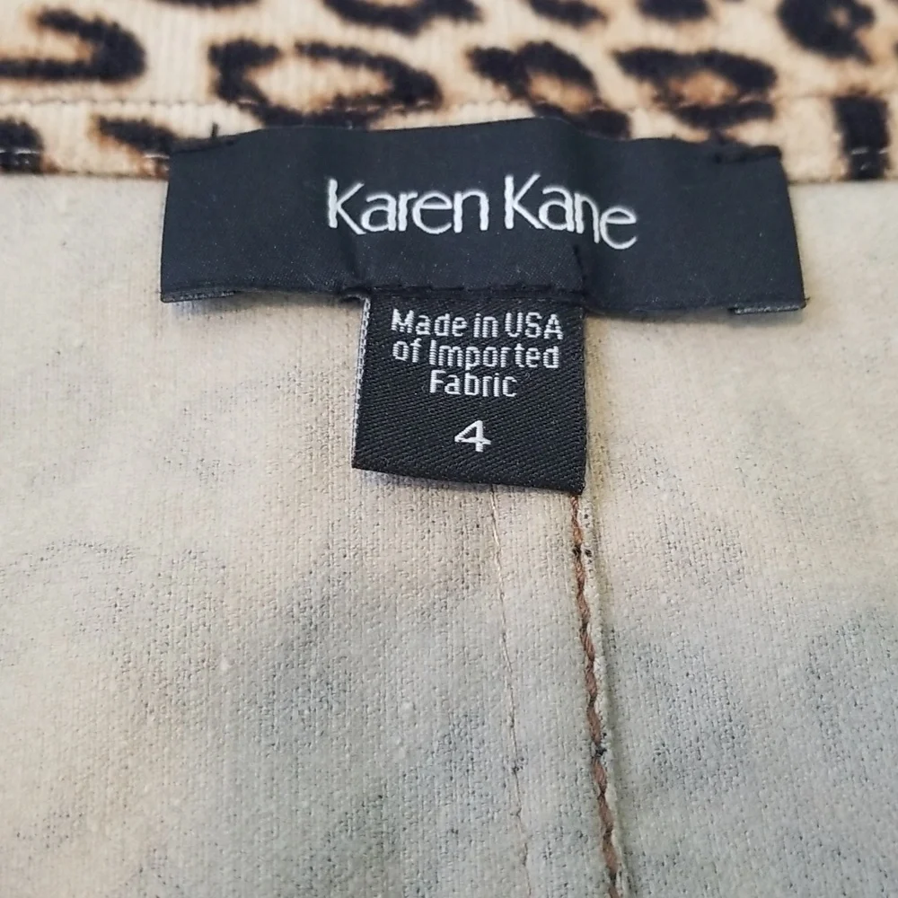 Karen Kane Animal Print Skirt Gold Button Front Size 4